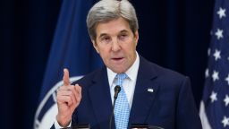 U.S. Secretary of State John Kerry delivers a speech on Middle East peace at The U.S. Department of State on December 28, 2016 in Washington, DC. Kerry spoke on the need for a two-state solution and defended the Obama administration's approach to Israel.