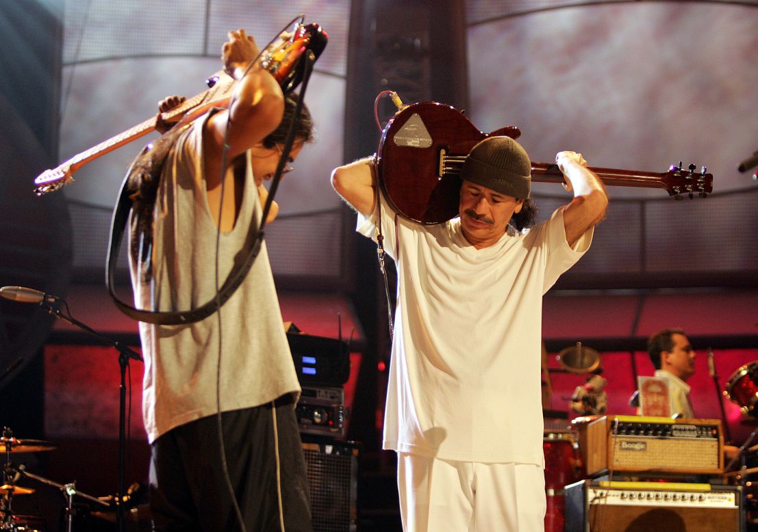 Carlos Santana (right) formed his band in 1966 and three years later, they were playing the iconic Woodstock music festival and releasing their first album. Early gems included "Evil Ways," "Black Magic Woman/Gypsy Queen" and "Oye Como Va." The band's classic line up included Gregg Rolie, David Brown, Mike Carabello, Jose Chepito Areas, and Michael Shrieve. In 1999, the band collaborated with Rob Thomas of Matchbox 20, Lauryn Hill and Everlast. Their album "Supernatural" resulted in smash hits "Smooth" and "Maria, Maria." Overall, nationwide, Santana has sold 43.5 million units, according to the RIAA. 