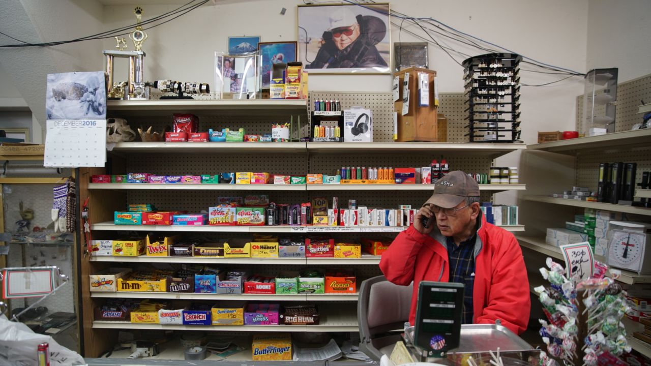 Percy Nayokpuk owns one of two stores in town. "Climate change is happening," he says.
