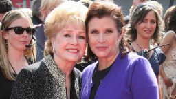 LOS ANGELES, CA - SEPTEMBER 10:  Actress Debbie Reynolds (L) Carrie Fisher attend the 2011 Primetime Creative Arts Emmy Awards at Nokia Theatre L.A. Live on September 10, 2011 in Los Angeles, California.  (Photo by Tommaso Boddi/WireImage)