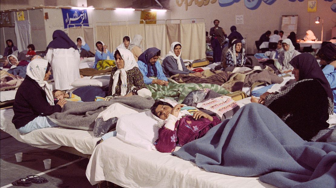 Women in a makeshift hospital in Tehran recover from injuries sustained in the March 1988 chemical-warfare attack on Halabja.
