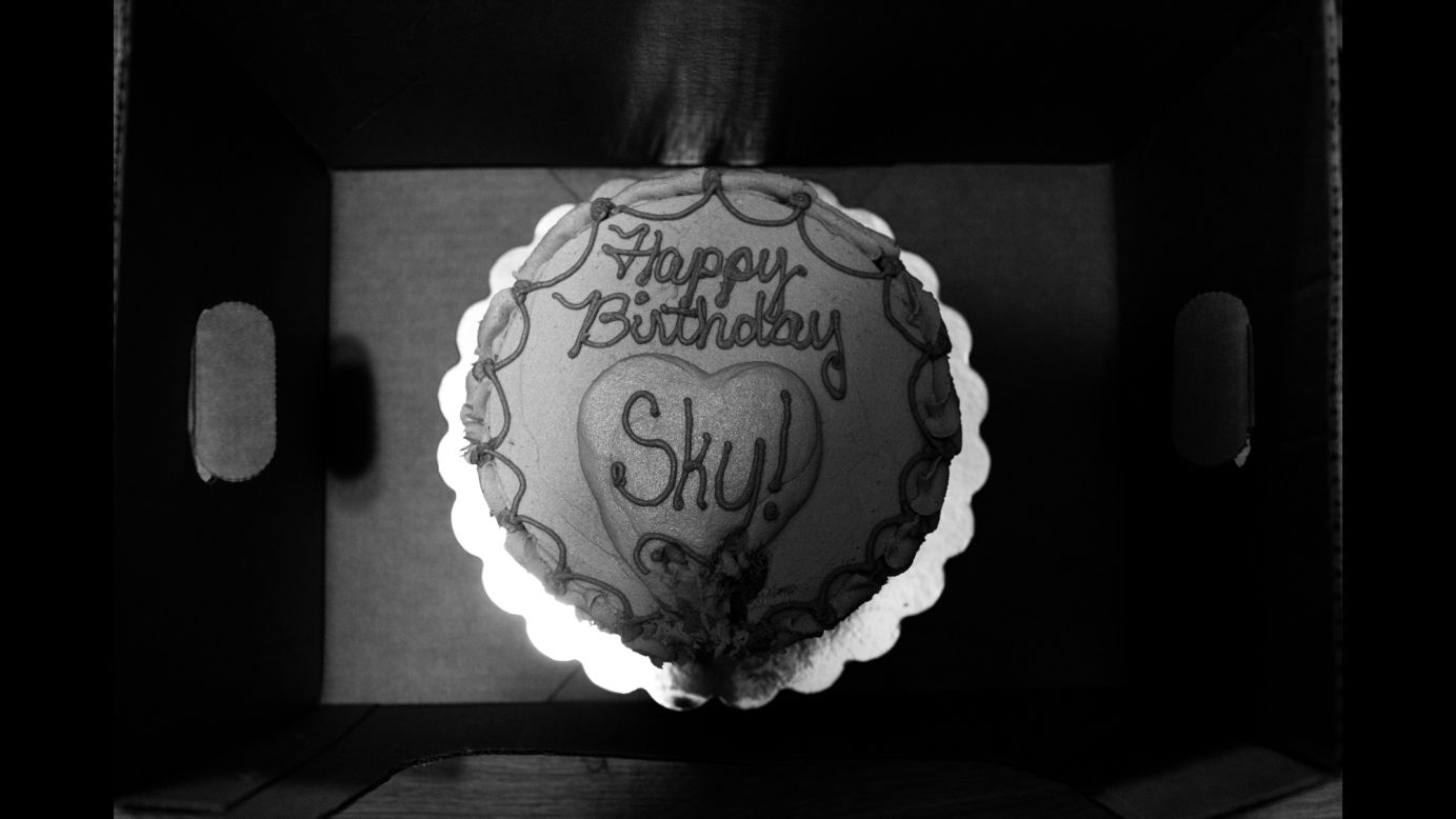 Allison went out to pick up ingredients for Sky's birthday cake, and when she returned she was surprised to find a beautiful cake already there. Her friend, Susan, had dropped it off while she was out.