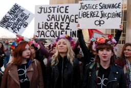 Women's rights advocates marched for Jacqueline Sauvage's release at a rally in Paris in December.