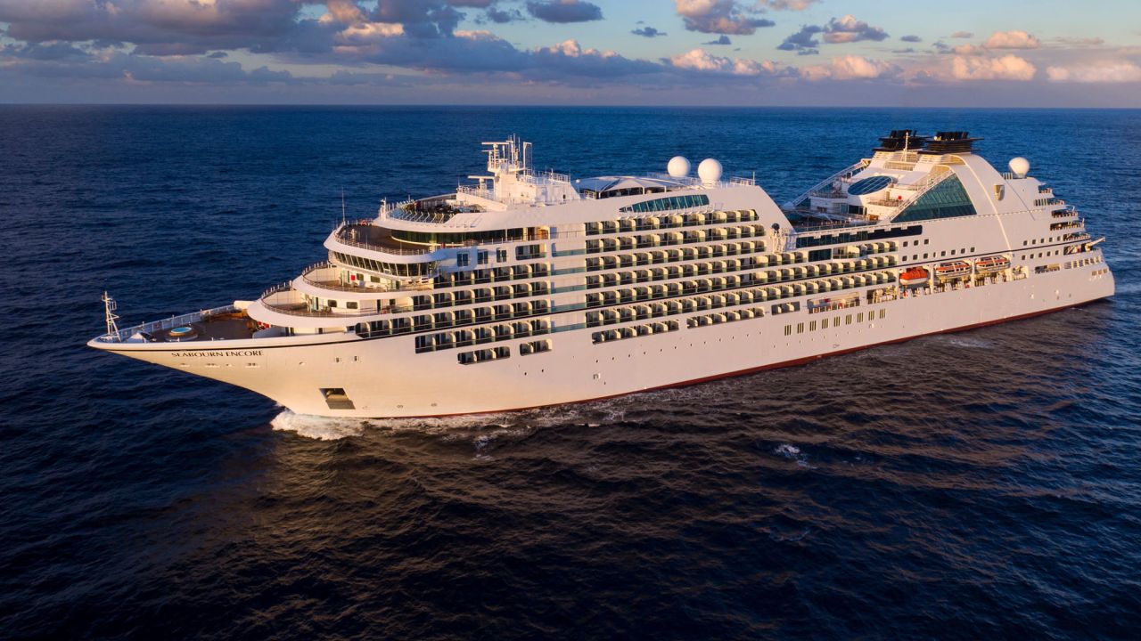 The all-suite Seabourn Encore carries 600 guests in 300 double-occupancy suites with private verandas.