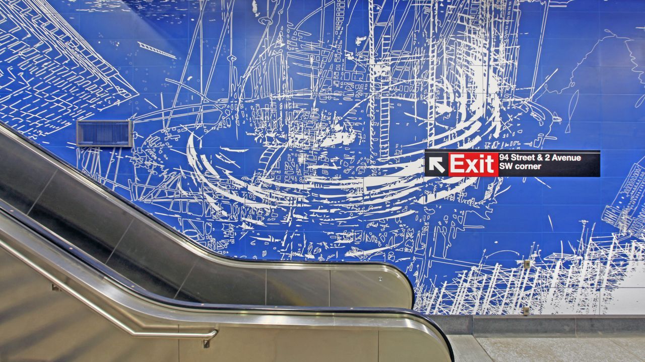 The new stations together will house one of the largest public art installations in the state. Artist Sarah Sze's "Blueprint for a Landscape" is displayed at the 96th Street station. Other artists include Chuck Close, Vik Muniz and Jean Shin.