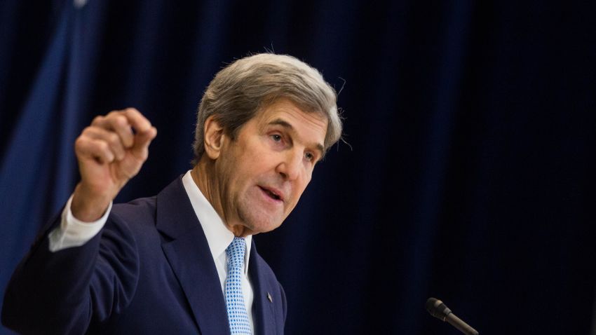 WASHINGTON, DC - DECEMBER 28: U.S. Secretary of State John Kerry delivers a speech on Middle East peace at The U.S. Department of State on December 28, 2016 in Washington, DC. Kerry spoke on the need for a two-state solution and defended the Obama administration's approach to Israel. (Photo by Zach Gibson/Getty Images)