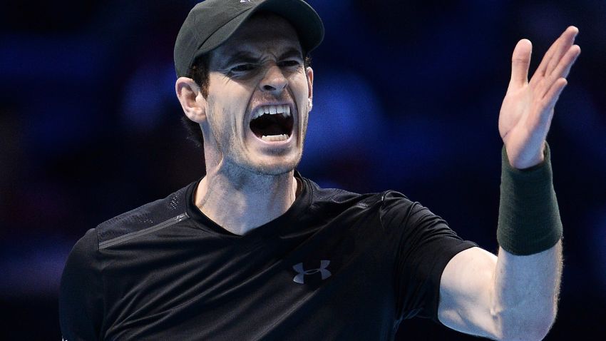 LONDON, ENGLAND - NOVEMBER 20: Andy Murray of Great Britain reacts during the Men's Singles Final against Novak Djokovic of Serbia at the Barclays ATP World Tour Finals at O2 Arena on November 20, 2016 in London, England.  (Photo by Justin Setterfield/Getty Images)