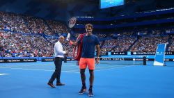Roger Federer was watched by thousands of fans as he practiced at the Perth Arena on Thursday.