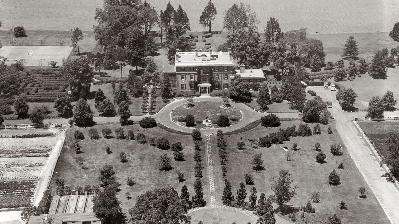This 1940 aerial photo shows the Raskob Estate at Pioneer Point seen on the Eastern Shore in Maryland.