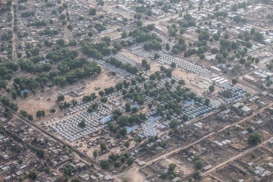Nigeria tops the list of African countries, with 737,000 uprooted in 2015 alone due to conflict. Many of the displaced live in camps together with tens of thousands of other people. Pictured: One of the camps in Bama, Nigeria in December 2016. 