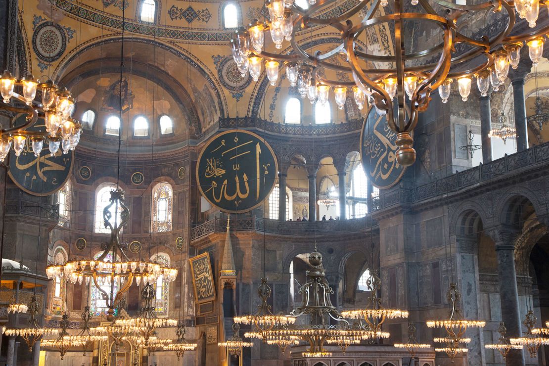 Internal view of the Hagia Sofia in Istanbul, Turkey. 