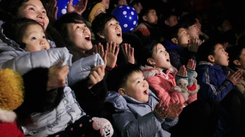 North Koreans watch a fireworks display at the Kim Il Sung Square in Pyongyang, North Korea.