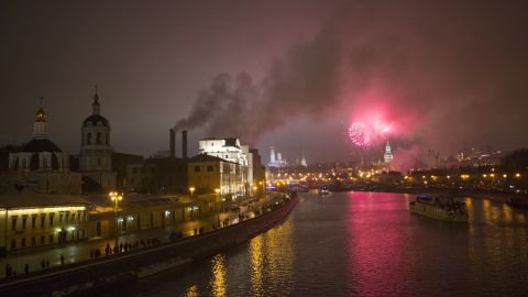 Russia, on a major gift-giving holiday,  welcomes 2017 with pyrotechnics over the Kremlin. 
