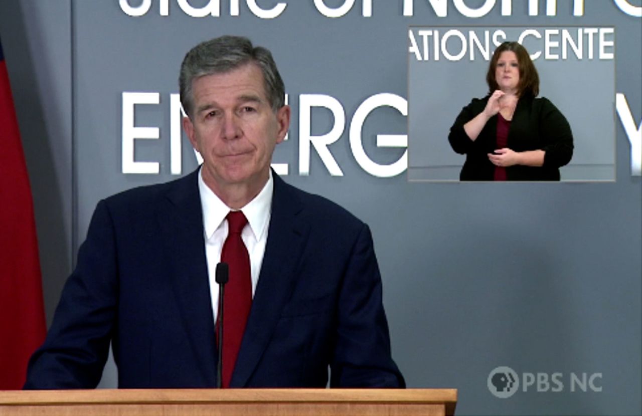 Gov. Roy Cooper speaks at a press conference in Raleigh, North Carolina, on September 9.