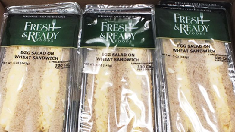 This product image shows a Fresh & Ready Egg Salad on Wheat Sandwich, one of the products that has been voluntarily recalled due to possible listeria contamination.