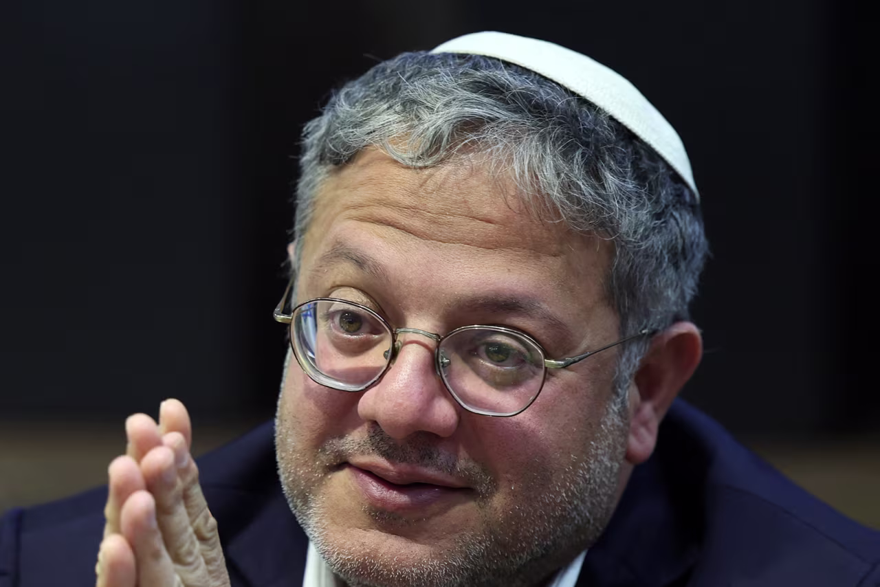 Itamar Ben Gvir takes part in a Cabinet meeting at the Kirya, which houses the Israeli Ministry of Defence, in Tel Aviv on December 31.