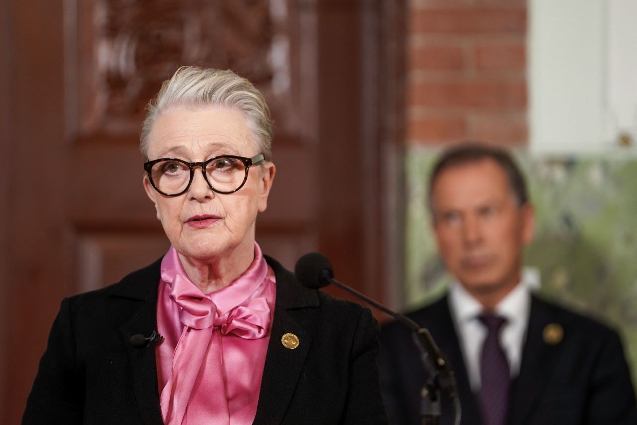 The chairman of the Norwegian Nobel Peace Prize Committee, Berit Reiss-Andersen, speaks during the announcement of the laureates of the 2023 Nobel Peace Prize at he Norwegian Nobel Institute in Oslo on October 6, 2023.