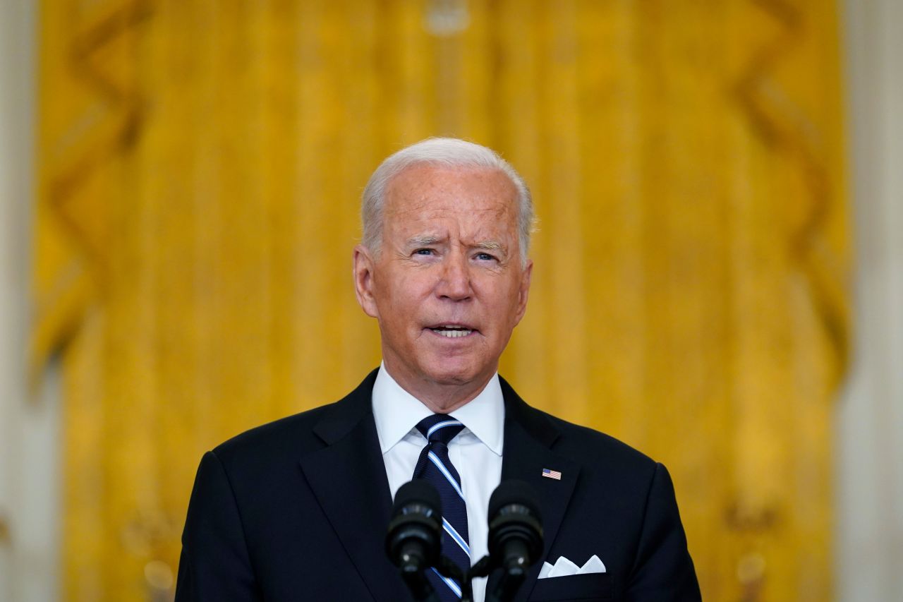 President Joe Biden speaks at the White House on August 18, 2021.