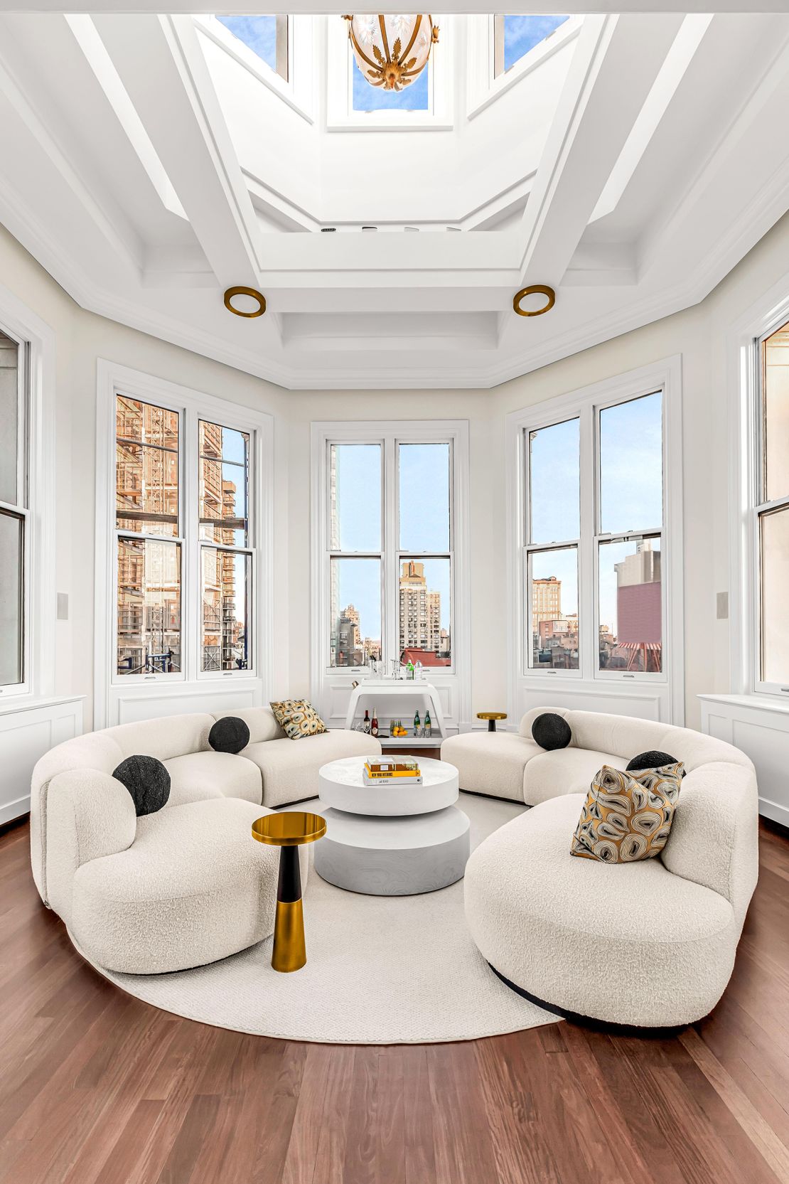 Inside the cupola, staged as a sitting room.