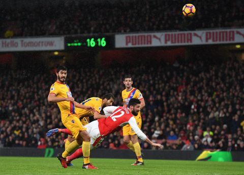 Giroud's manager Arsene Wenger described his effort as a work of art. <br />"It was an exceptional goal, because it was at the end of a fantastic collective movement ..." Wenger said.<br />"After that, it was a reflex. Any goal-scorer is ready to take any part of his body, even if it's the little toe, to score a goal and Olivier had that kind of reflex. He transformed that goal, I would say, into art."