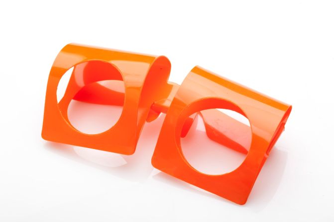 This pair, designed by Pierre Cardin in the 1960s, is made solely of plastic. 