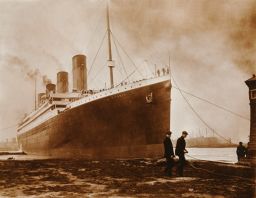 A black mark can be seen on the side of Titanic in this newly-revealed photograph. Picture courtesy of Steve Raffield.