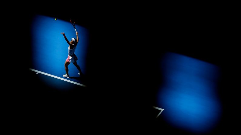 German tennis player Andrea Petkovic serves during a Hopman Cup match against France's Kristina Mladenovic on Monday, January 2. Petkovic defeated Mladenovic but France won 2-1.