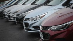 General Motors Co.'s Chevrolet Cruze cars are offered for sale on October 25, 2016, in Lyons, Illinois.