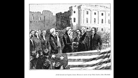 James Monroe's inauguration in 1817 was the first time that the swearing-in ceremony was held outside. The Capitol building was still under repair from its damage in the War of 1812.