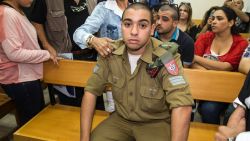 Israeli soldier Elor Azaria, who was caught on video shooting a wounded Palestinian assailant in the head as he lay on the ground, sits during a hearing at a military appeals court in Tel Aviv during which he was charged with manslaughter on April 18, 2016.
Prosecutors presented the indictment to a military court over the March 24 killing, which occurred minutes after the Palestinian had stabbed another soldier and lay prone on the ground wounded by gunfire, according to Israeli authorities. He was also charged with conduct unbecoming of his rank and position in the army.
 / AFP / JACK GUEZ        (Photo credit should read JACK GUEZ/AFP/Getty Images)