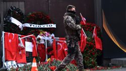 A Turkish special force police officer patrols in front of the Reina nightclub on January 4, 2017 in Istanbul, three days after a gunman killed 39 people on New Year's night.  
The gunman had fought in Syria for Islamic State jihadists, a report said on January 3, as Turkish authorities intensified their hunt for the attacker. Of the 39 dead, 27 were foreigners, mainly from Arab countries, with coffins repatriated overnight to countries including Lebanon and Saudi Arabia. / AFP / OZAN KOSE        (Photo credit should read OZAN KOSE/AFP/Getty Images)