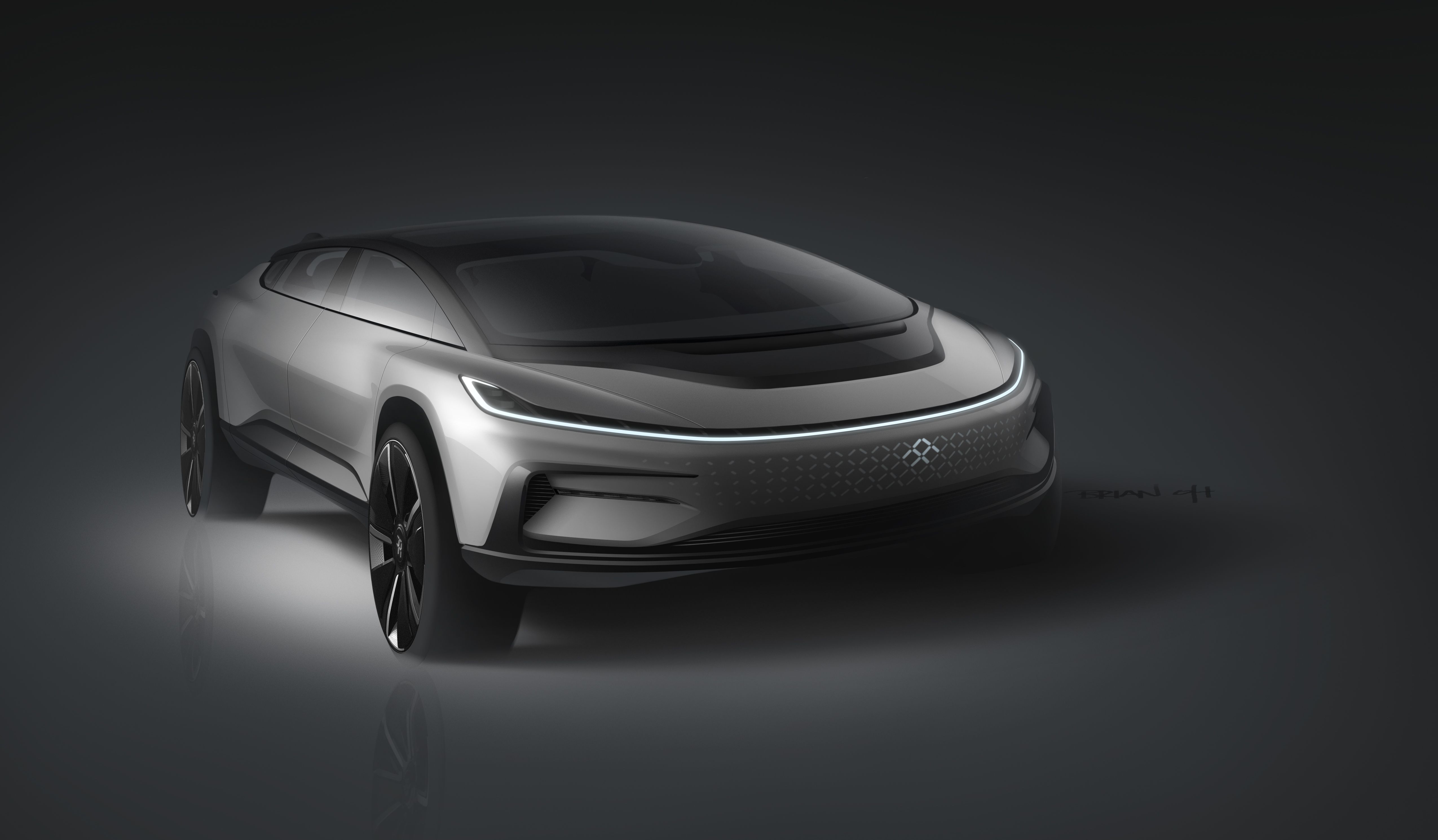 The FF 91 is the company's first production model. Fitted with a 130 kWh battery, Faraday Future says the car has a range of 378 miles (608 kilometers). 