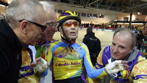 Marchand cycled 26.927 kilometers (16.73 miles) in one hour in 2014.