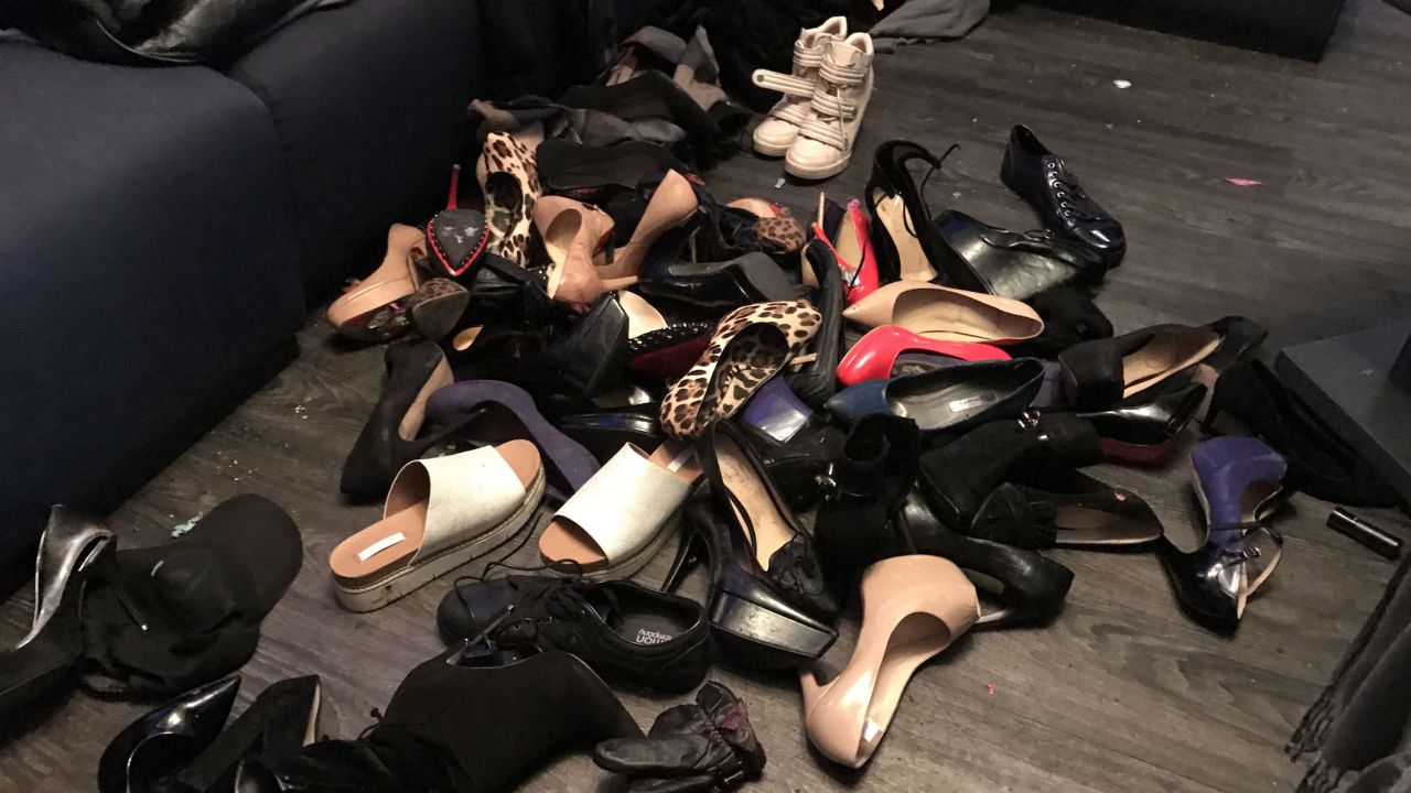 This pile of shoes was left littering the club after the panic of the mass shooting.