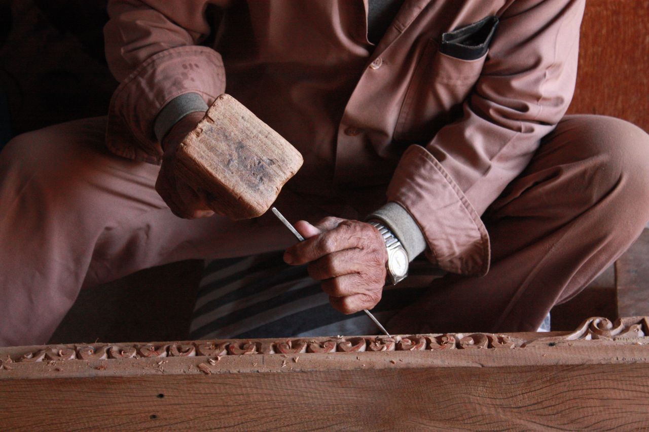 The hotel's wood workshop  teaches the ancient skill of Newari crafting.