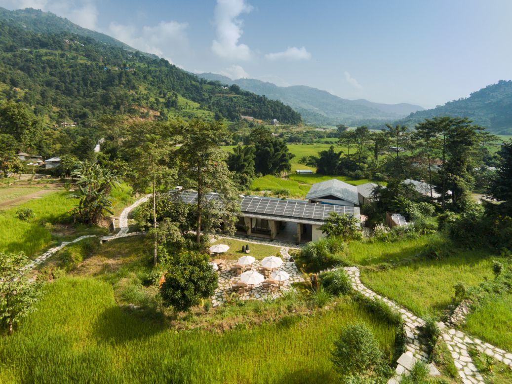 The five-star Pavilions Himalaya eco-resort is situated on a hillside on the outskirts of Pokhara.
