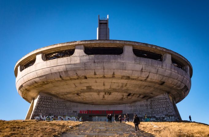 <strong>The Approach: </strong>The walk up to the Buzludzha Monument is a foreboding experience.