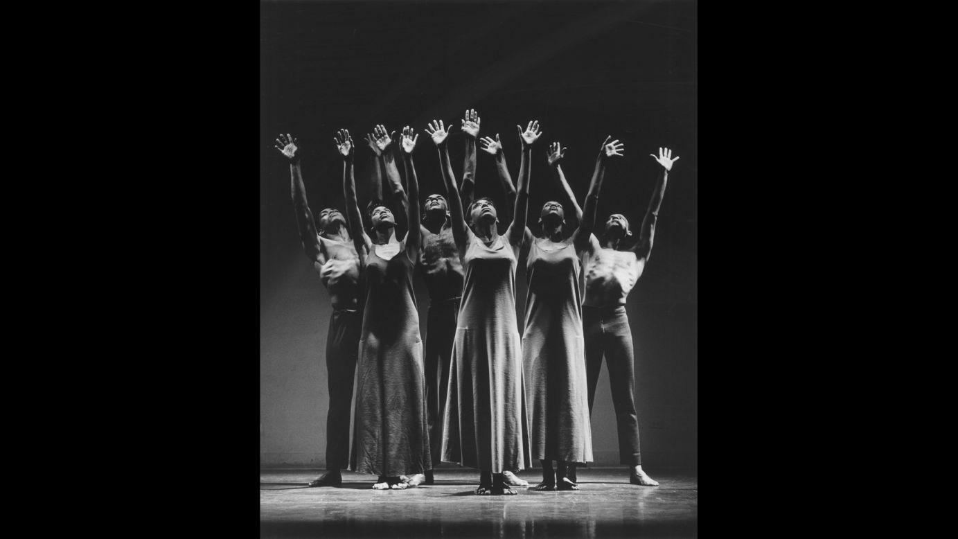 Ailey and other dancers perform Ailey's "Revelations" in 1961. "This dance has been done more than any other dance ever, in anybody's repertory, and there's a reason for it and there's a reason why people request it," said Judith Jamison, who joined the Alvin Ailey American Dance Theater as a dancer in 1965 and now serves as artistic director emerita. "It works because it speaks no matter where we do it around the world. Everybody understands what it is: Trial, tribulation, triumph. Trial, tribulation, triumph. Trial, tribulation, triumph. That's saying it very simply, but it's about a people rising and celebrating their great faith. But about who they are as people, and then rising, lifting themselves up. And as they do that, it lifts the audience."