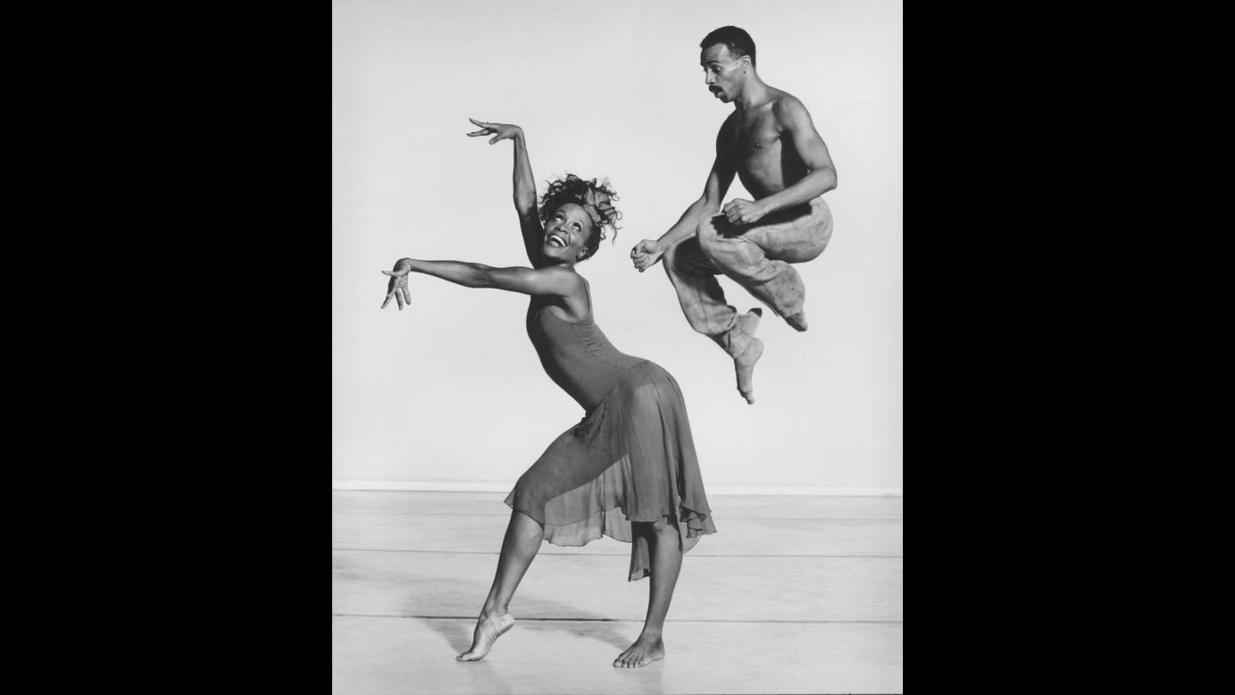Renee Robinson and Carl Bailey perform Donald McKayle's "Rainbow 'Round My Shoulder" at the Alvin Ailey American Dance Theater in 1989. The dance company is based in New York City.