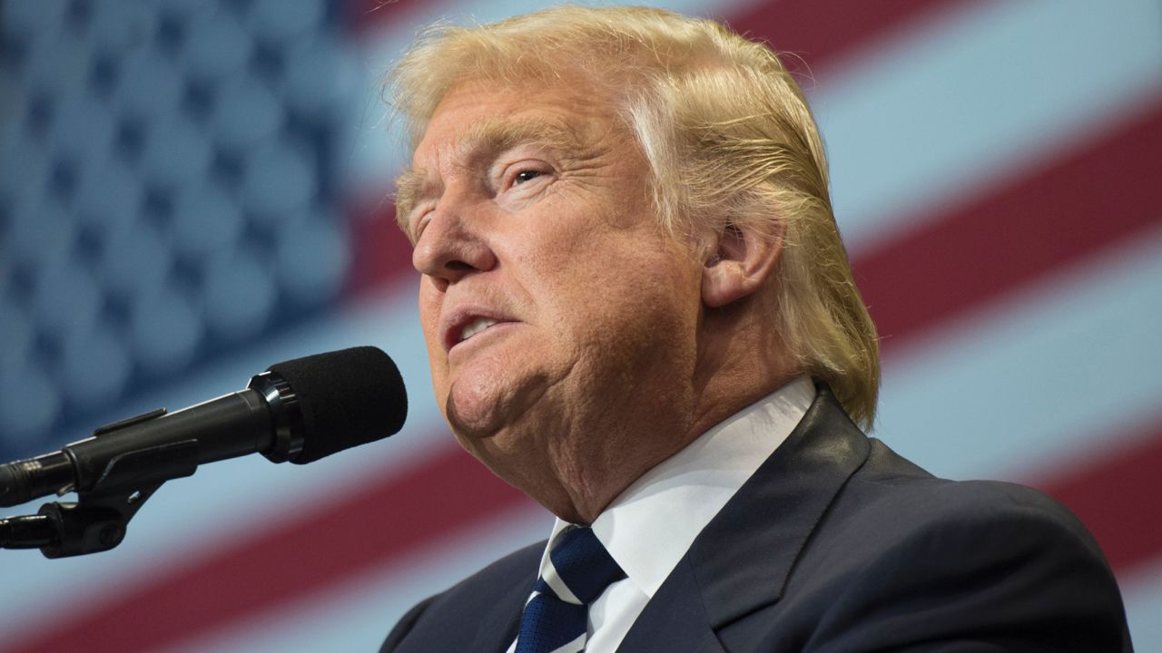Then-President-elect Donald Trump speaks at the USA Thank You Tour 2016 at the Wisconsin State Fair Exposition Center December 13, 2016, in West Allis, Wisconsin.