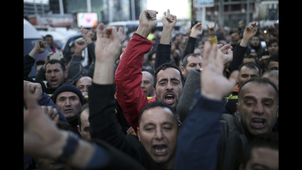People gathered at the site of the explosion.