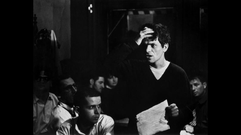 Poet Gregory Corso, standing, was a prominent member of the Beat Generation, as was novelist Jack Kerouac, seen at right.