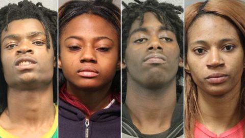 All four accused in  Facebook Live torture case plead not guilty. From L to R: Tesfaye Cooper, 18; Brittany Covington, 18; Jordan Hill, 18, Tanishia Covington, 24
