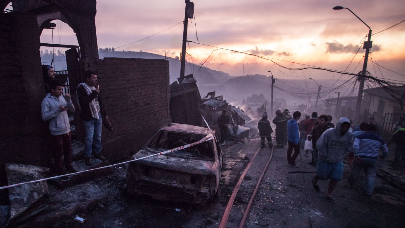 A wildfire in Valparaiso, Chile, damaged homes and forced evacuations on Monday, January 2.
