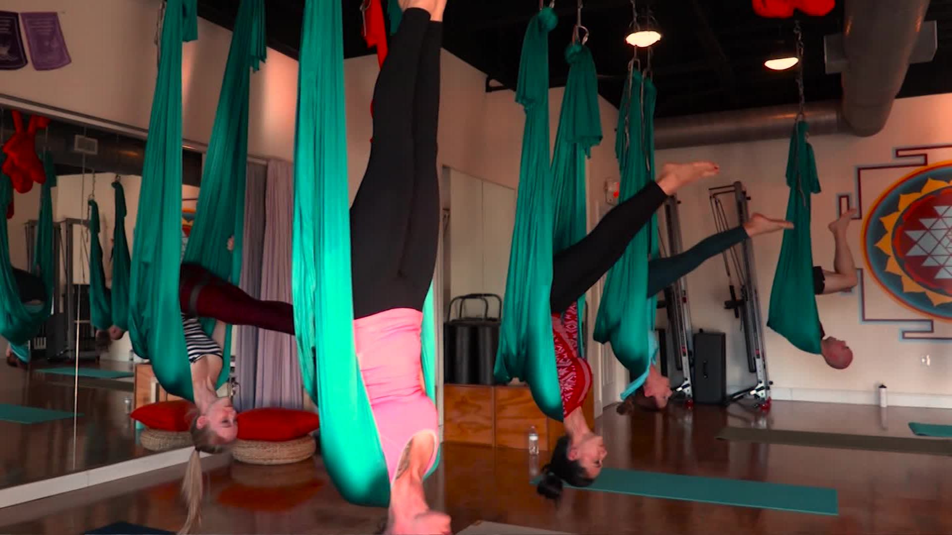 Yoga Inversion Swing with Free Video Series and Pose Chart, Antigravity Yoga  Sling for Beginners & Advanced 