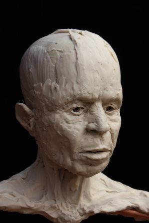 Clay was applied in layers to reproduce the correct depth of skin, tissue and muscle.