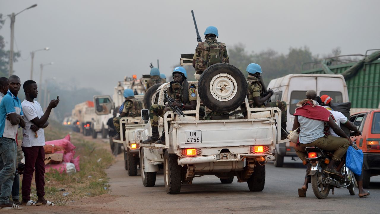 UN peacekeepers arrive in Bouake on January 6 during the unrest.