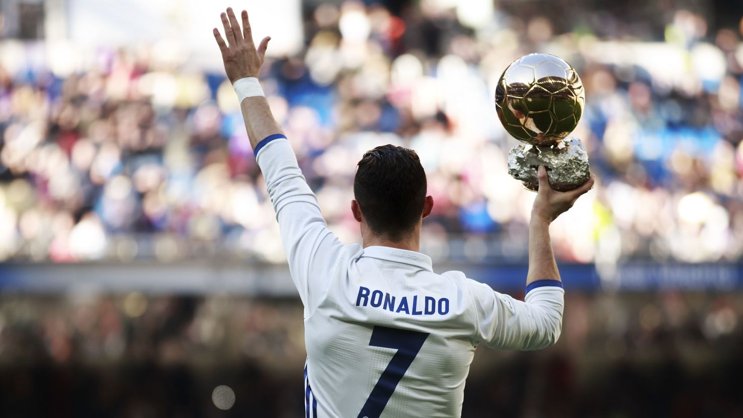 Cristiano Ronaldo shows his fourth Ballon D'Or before Real Madrid beats Granada 5-0 in La Liga. 