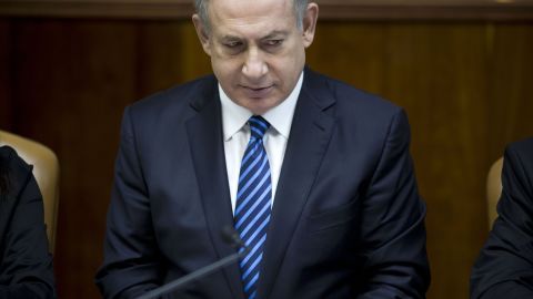 Israeli Prime Minister Benjamin Netanyahu chairs a weekly cabinet meeting on December 11, 2016.