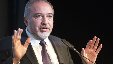 Israeli Foreign Minister Avigdor Lieberman delivers a speech in 2014 in Tel Aviv.